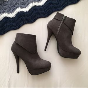Faux Suede Gray Booties